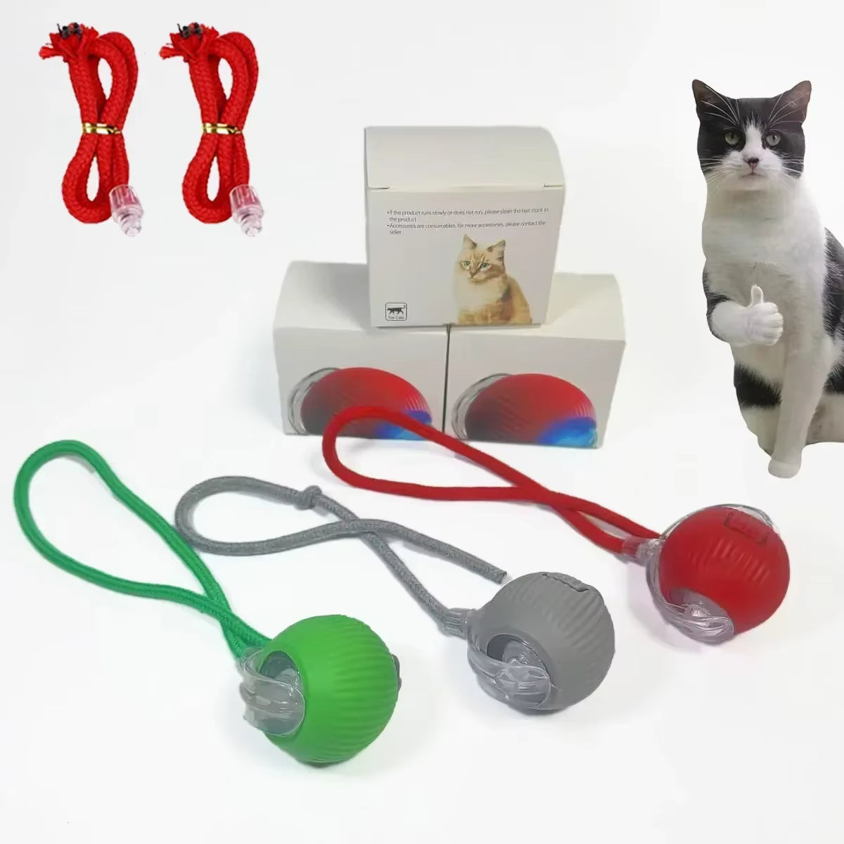 Automatic Interactive Cat Toy Ball – Rechargeable Smart Rolling Toy with Mouse Tail