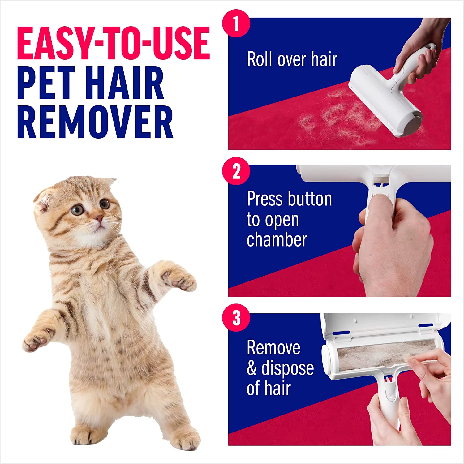 Reusable Pet Hair Remover Roller – Self-Cleaning Dog & Cat Fur Remover