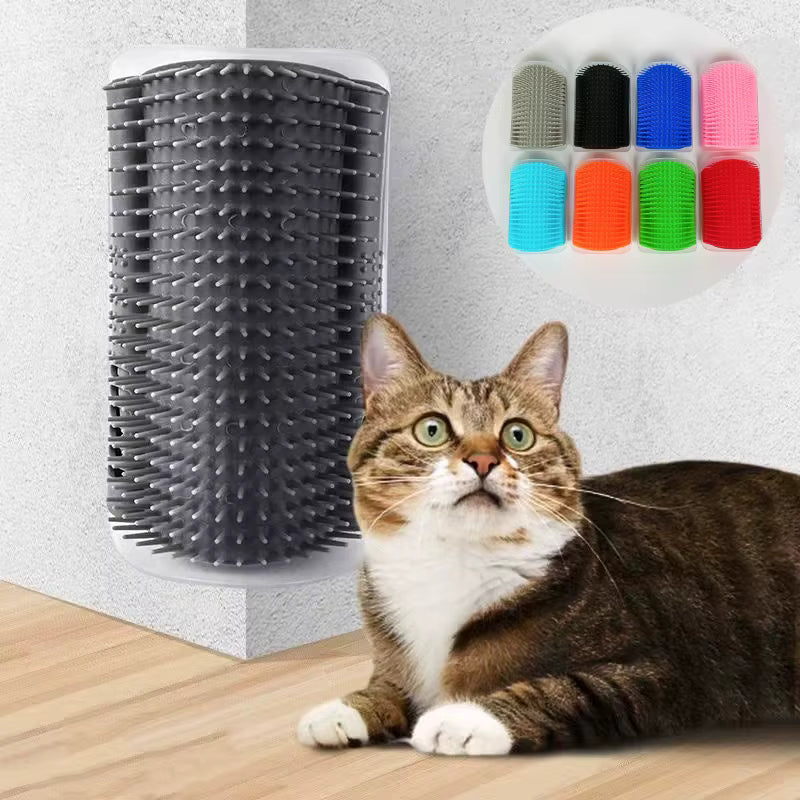 Self-Grooming Cat Corner Brush – Wall-Mounted Massage & Hair Removal Tool